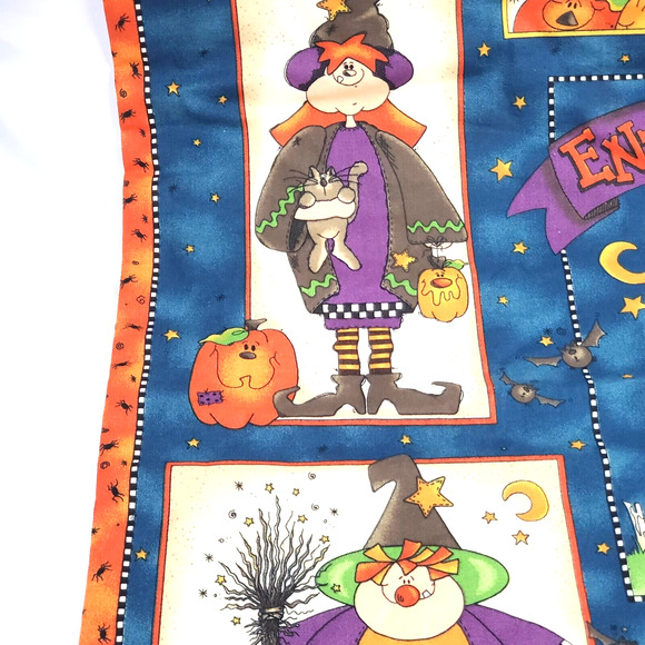 Halloween Wall Fabric Flag Hanger Adult's 19X14 Pumpkins Ghost Haunted House VTG - Picture 4 of 8